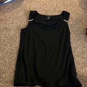 White House Black Market Black Tank Top with Gold Accents